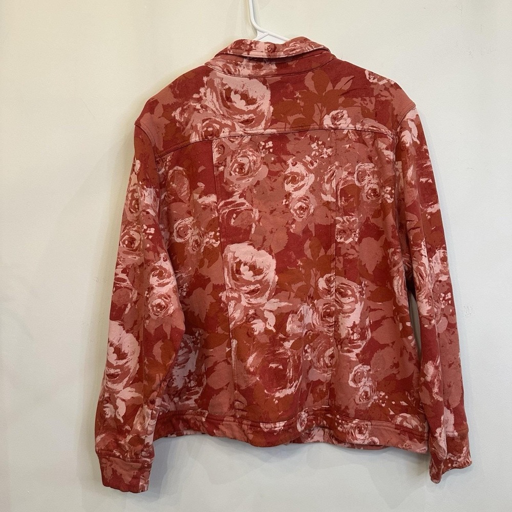Womens Coldwater Creek 100% Cotton Light Dressy Jacket Rose‎ Pink Pink Button XL - Picture 2 of 10